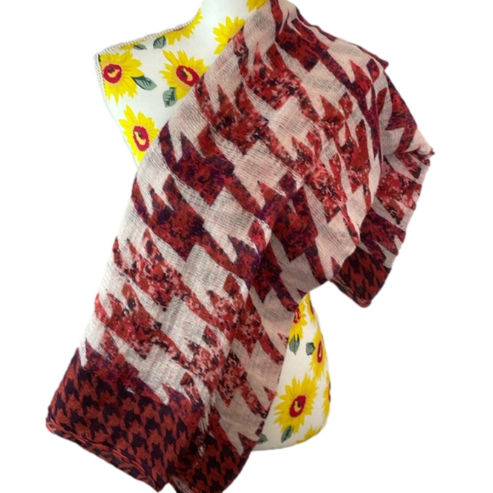 Halogen Extra Large Patterned Scarf with Fringe